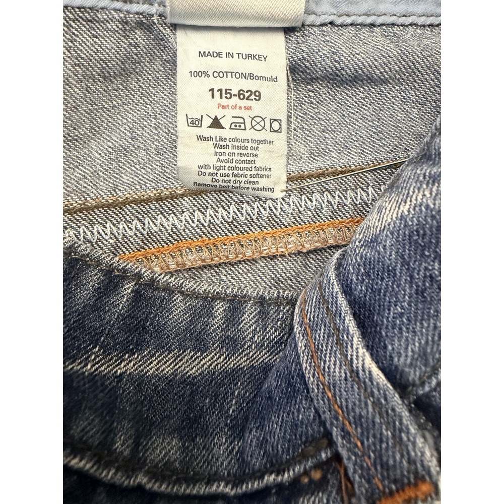 Next Jeans Women Size 14 Demi Slouch Wide Leg High Rise Blue Denim Distressed - Picture 9 of 9